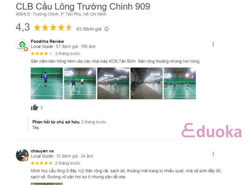Trải nghiệm của các lông thủ tại CLB Cầu Lông Trường Chinh 909