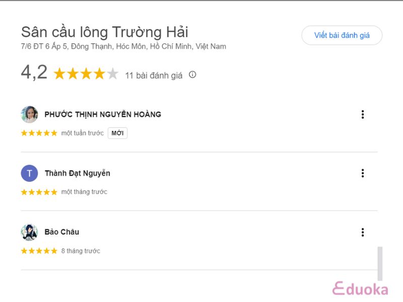 Đánh giá từ người chơi về Sân cầu lông Trường Hải Hóc Môn