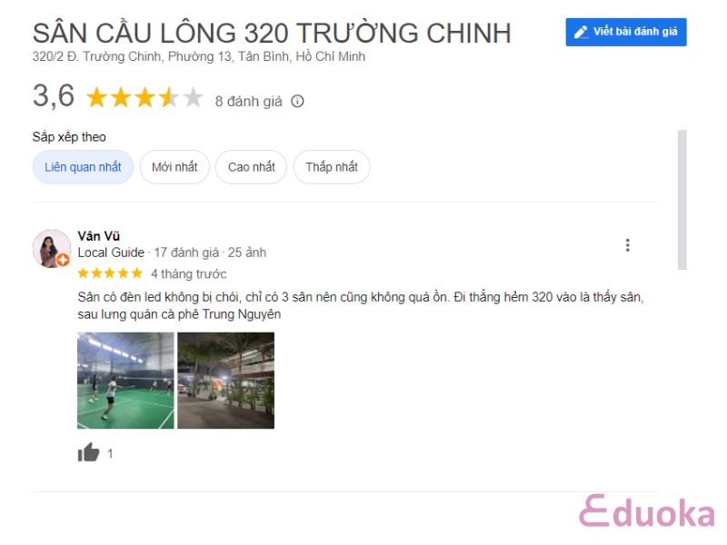 Trải nghiệm của người chơi về Sân Cầu Lông 320 Trường Chinh