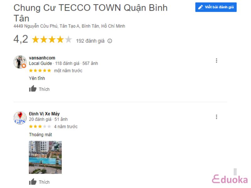 Đánh giá của khách hàng về hồ bơi chung cư TECCO TOWN Quận Bình Tân