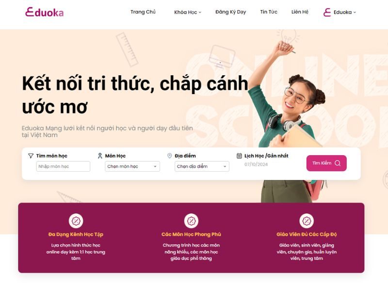 Truy cập vào trang web của Eduoka.com 