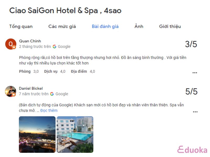 Review của khách hàng về hồ bơi Ciao SaiGon Hotel & Spa