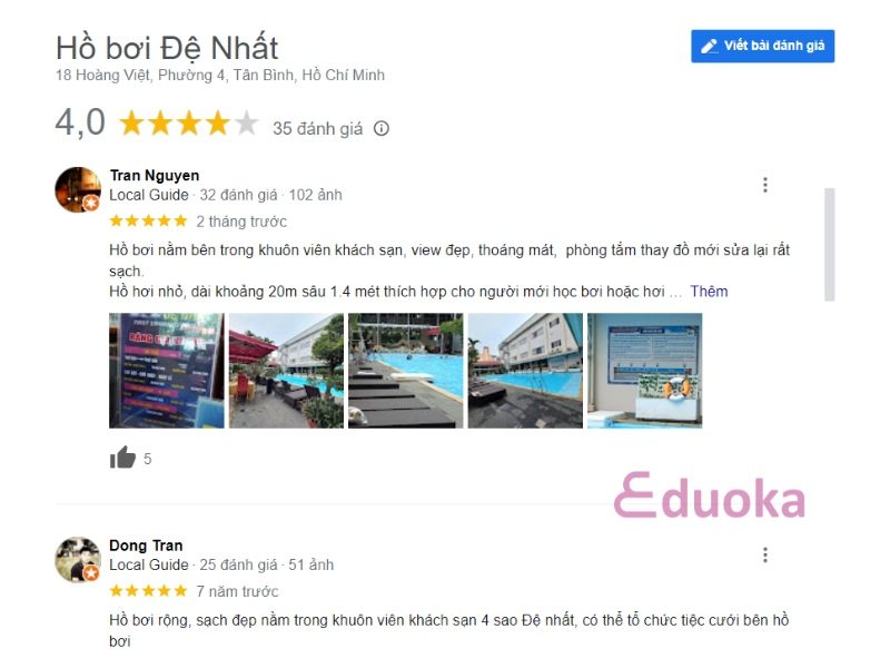 Cảm nhận của khách hàng về hồ bơi Đệ Nhất