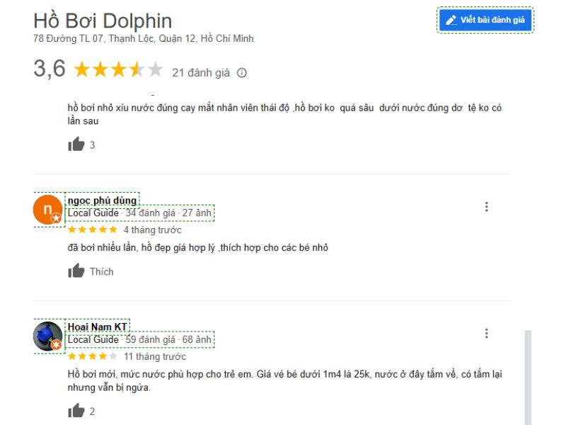 Đánh Giá Của Khách Hàng Về Hồ Bơi Dolphin