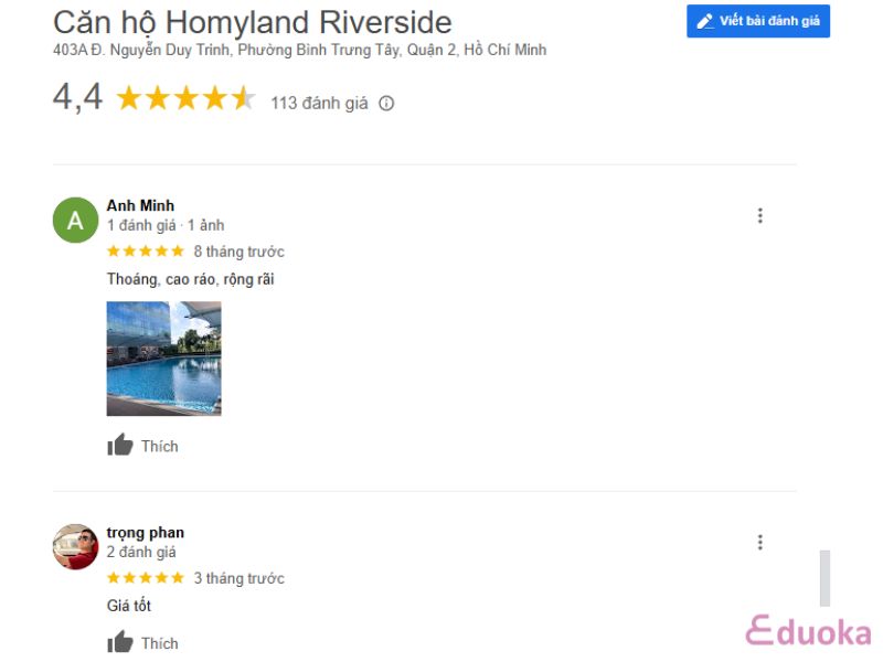 Đánh Giá Khách Hàng Về Bể Bơi Căn hộ Homyland Riverside