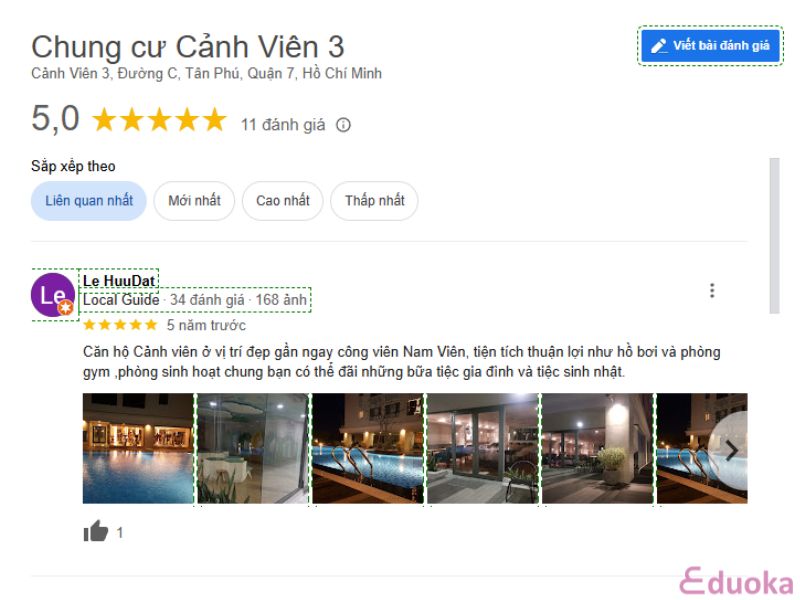 Review Của Khách Hàng Về Bể Bơi Chung Cư Cảnh Viên 3