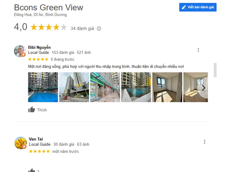 Đánh giá của khách hàng về hồ bơi chung cư Bcon green view quận 9