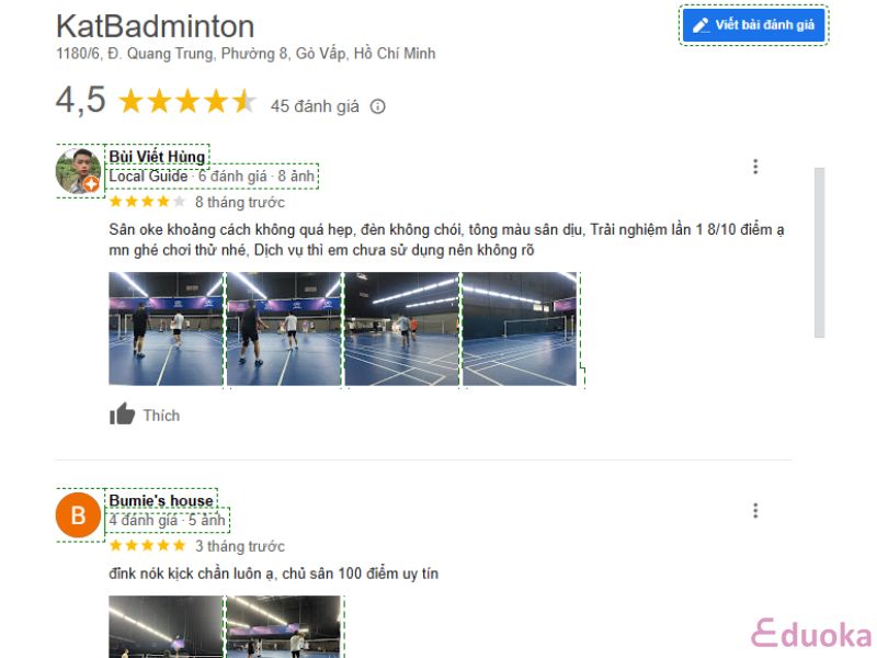 Trải nghiệm của Khách hàng về sân cầu lông KAT Badminton